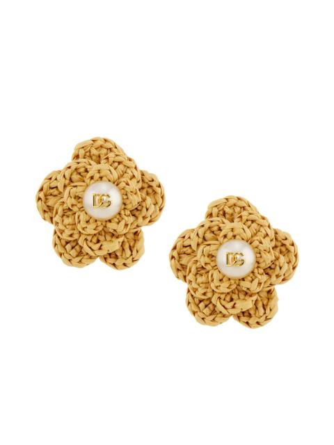 Dolce & Gabbana Women's Flower Goldtone, Raffia & Imitation Pearl Clip-On Earrings - Gold