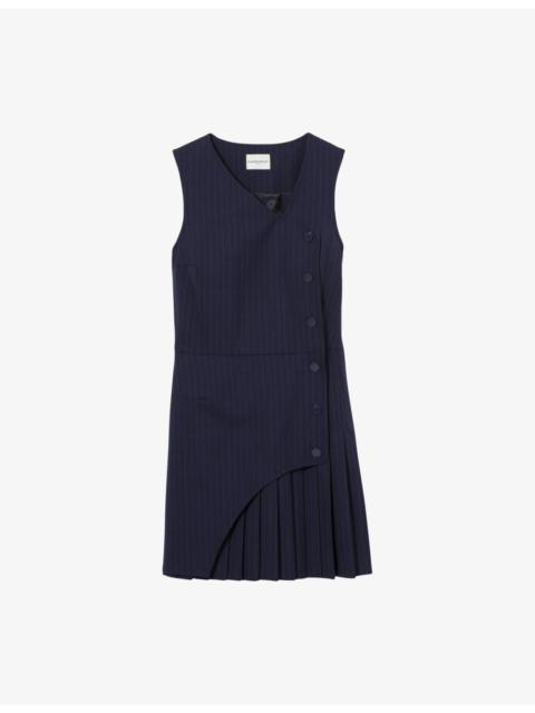 Claudie Pierlot Sleeveless Pleated-Skirt Wool-Blend Mini Dress