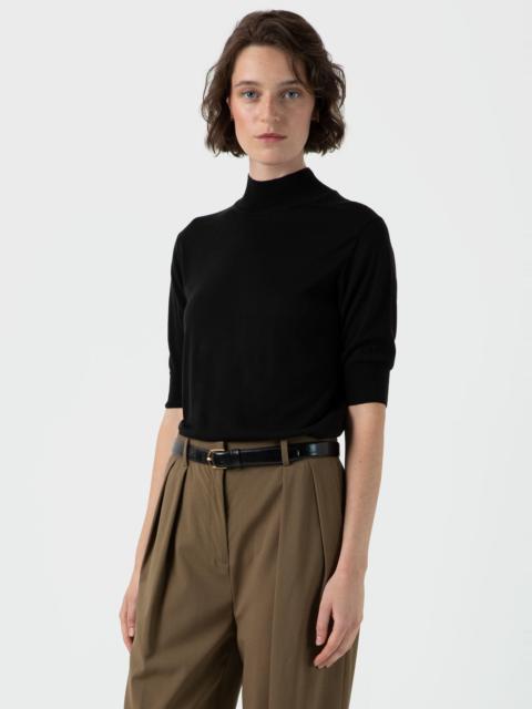 Sunspel Mulberry Silk Mock Neck Top