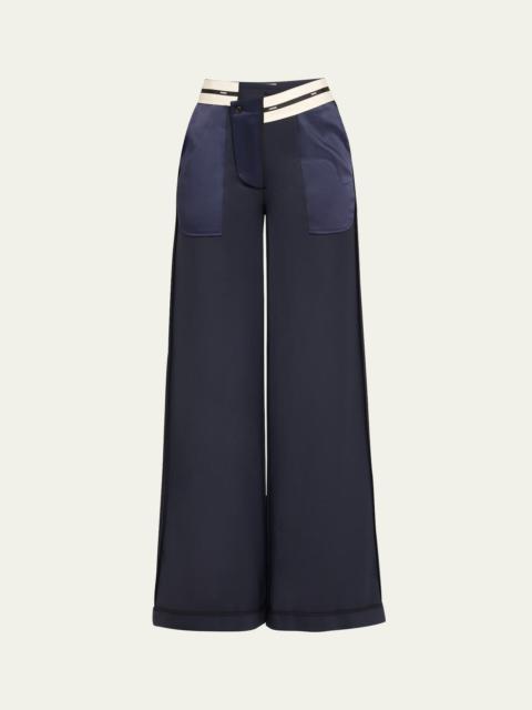 Inside Out Tailored Wide Leg Wool Trousers