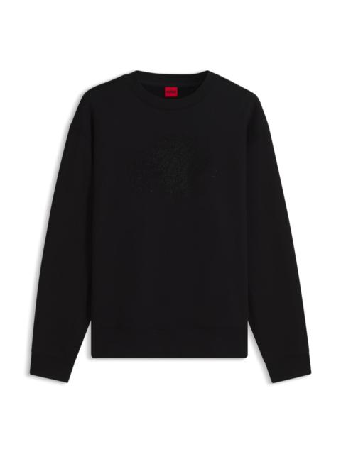 HUGO RELAXED-FIT COTTON SWEATSHIRT WITH RHINESTONE LOGO