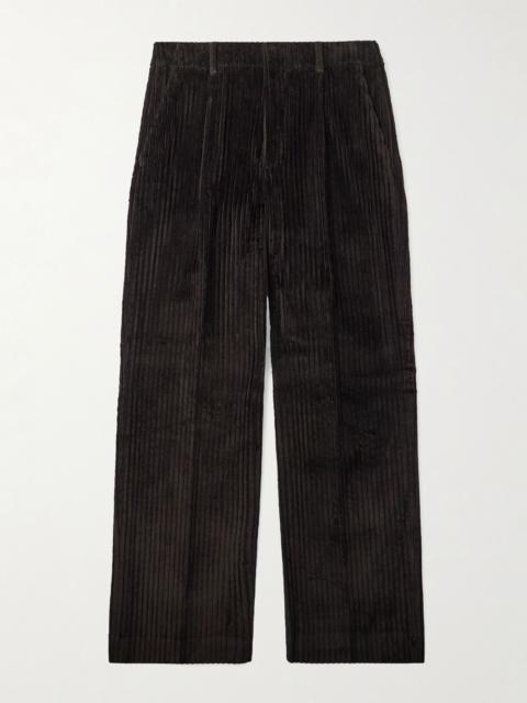 Our Legacy Borrowed Chino Wide-Leg Pleated Wool-Corduroy Trousers Brown