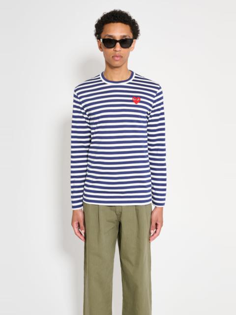 COMME DES GARÇONS PLAY SMALL HEART LS T-SHIRT NAVY STRIPE