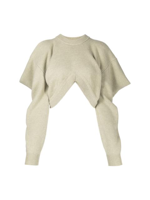draped-sleeve knit jumper