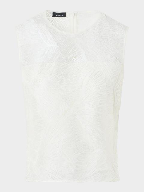 AKRIS Lacquered Sea Fan Lace Sleeveless Top