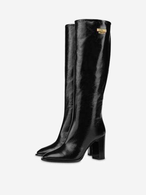 Moschino METAL LOGO CALFSKIN BOOTS