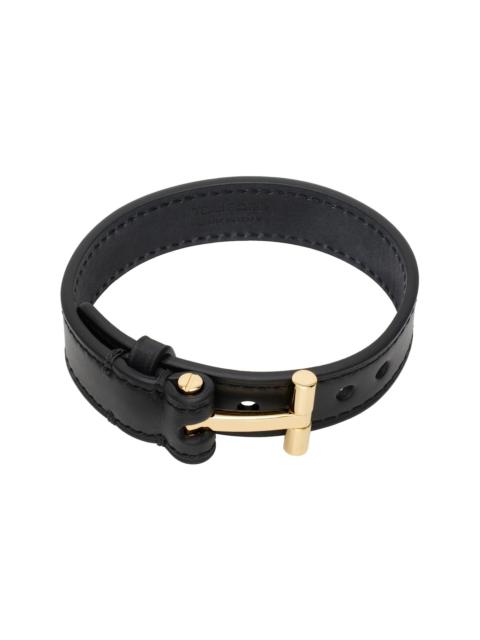 TOM FORD Black T Leather Bracelet