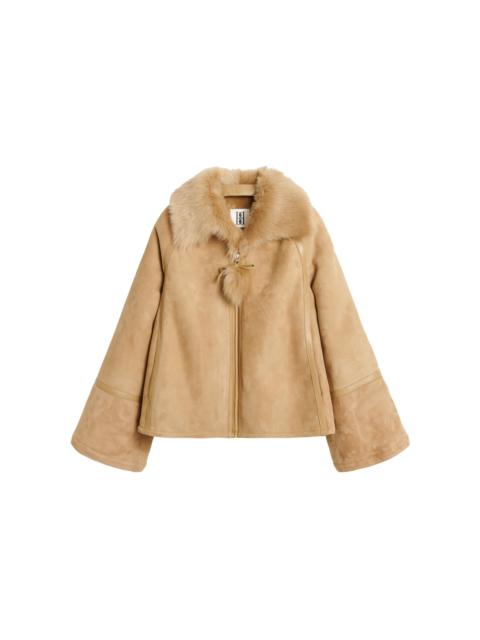 Odellies Fur-Trimmed Shearling Coat brown