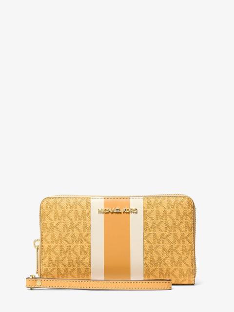 MICHAEL KORS Jet Set Travel Large Striped Signature Logo Smartphone Wallet