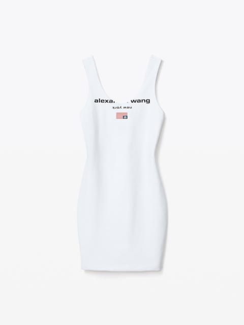 alexanderwang.t FITTED LOGO TANK DRESS IN ACTIVE STRETCH