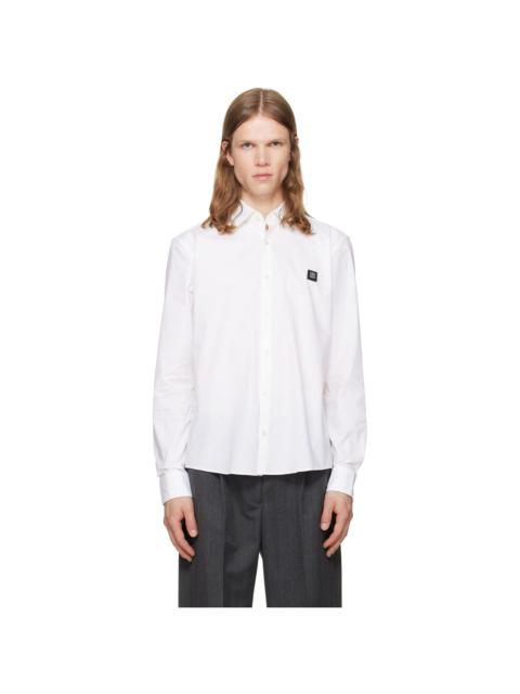 HUGO White Stretch-Cotton Canvas Slim-Fit Shirt