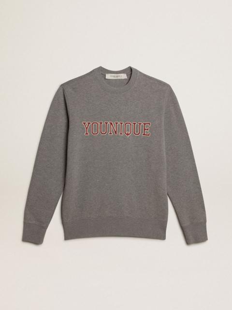 Golden Goose Gray melange cotton sweatshirt with embroidered lettering