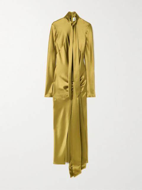 GALVAN Emilie Tie-detailed Satin Gown