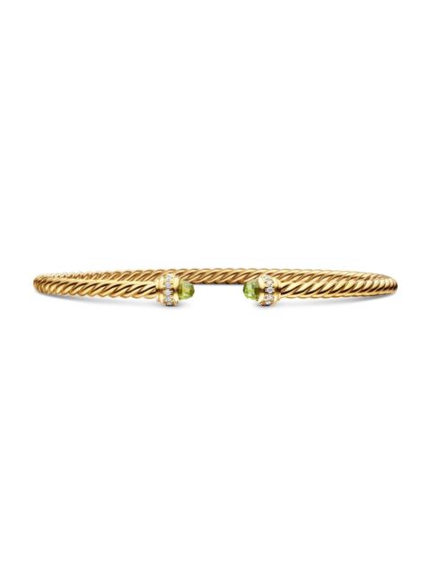 DAVID YURMAN Women's Classic Cablespira Bracelet in 18K Yellow Gold and Diamonds - Peridot