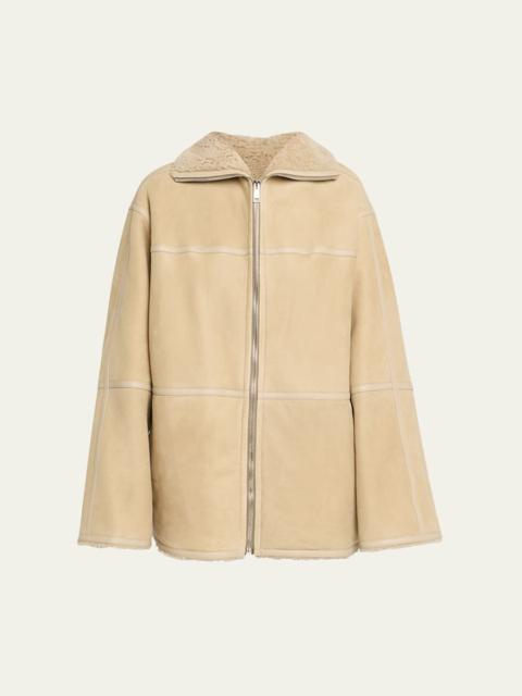 Yves Salomon Short Suede Merino Lambskin Coat