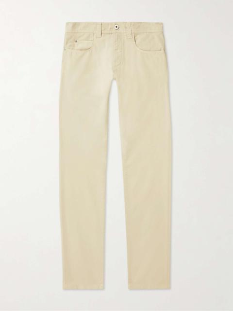 Slim-Fit Garment-Dyed Cotton-Blend Trousers