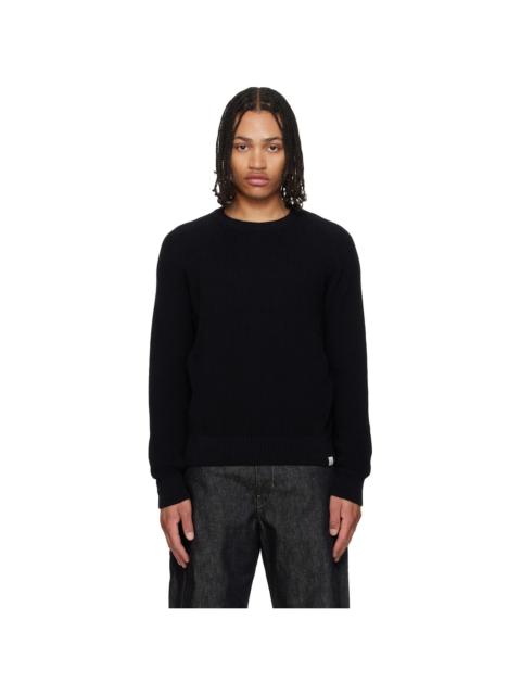 Merz b. Schwanen Black Sturdy Ribbed Cotton Sweater