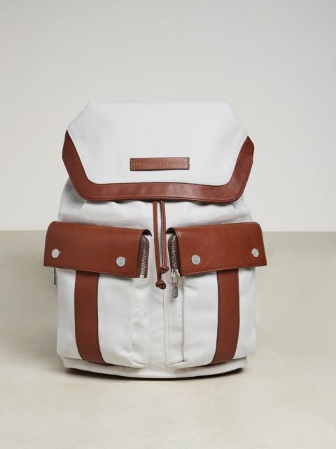 Brunello Cucinelli Canvas and vintage calfskin leisure backpack