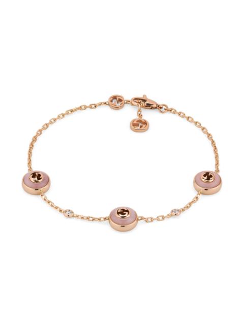 GUCCI Women's 18K Rose Gold & 0.05 TCW Diamond Logo Charm Bracelet - Pink