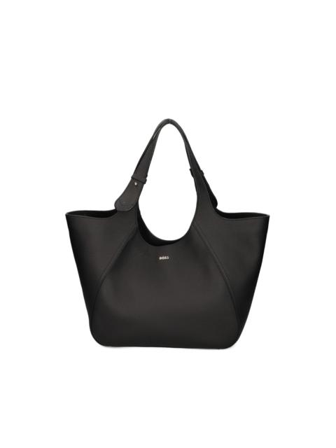 BOSS large logo-lettering leather tote bag