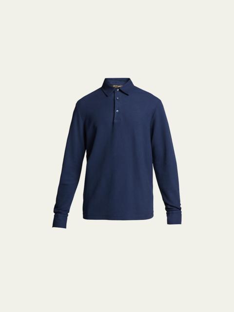 Loro Piana Men's Long-Sleeve Pique Polo Shirt