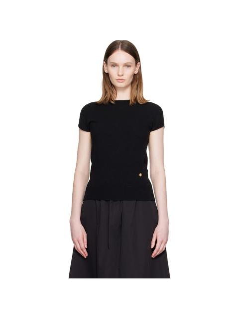 Balmain Black Short Sleeve Cashmere Sweater
