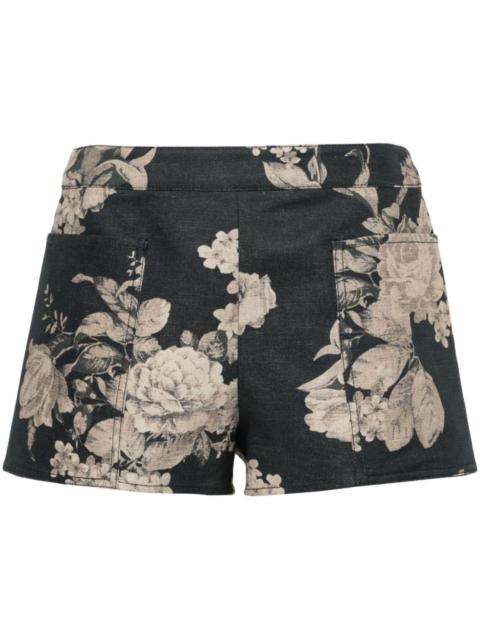 floral-print cotton shorts