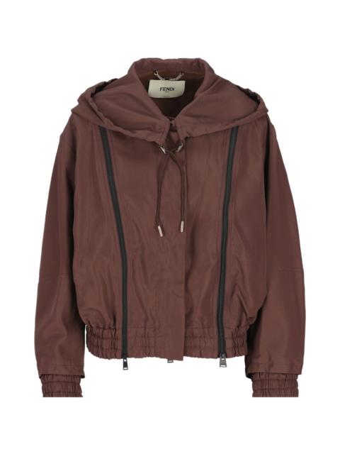 FENDI hooded zip-up bomber jacket