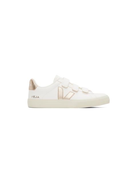VEJA White & Gold Recife Logo Chromefree Sneakers
