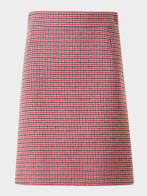 AKRIS Houndstooth Wool Fresco A-Line Mini Skirt