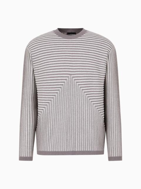 Plated wide-rib cotton-modal blend jumper