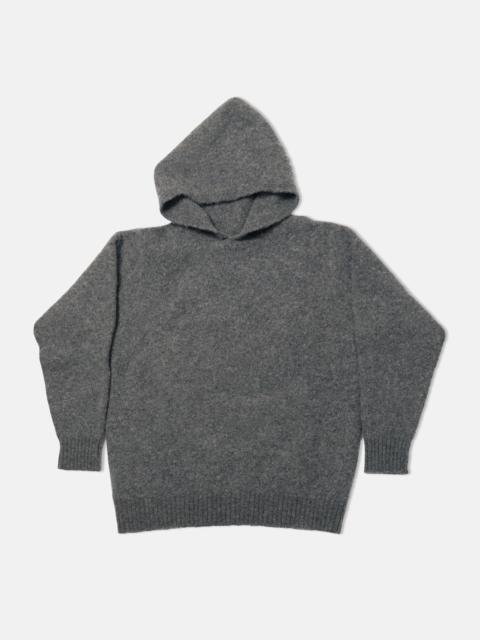 J. PRESS MADE-IN-SCOTLAND GREY MARL SHAGGY DOG HOODIE - TRIM FIT