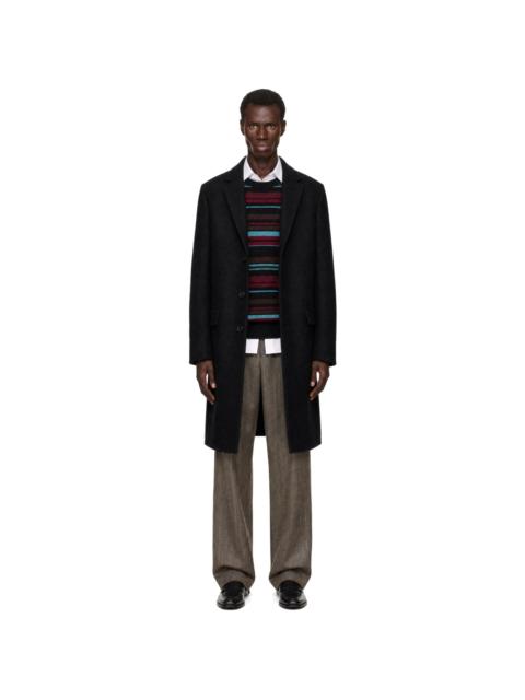 Dries Van Noten Black Single-Breasted Wool Coat
