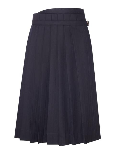 Dries Van Noten NAVY BLUE PLEATED MIDI SKIRT