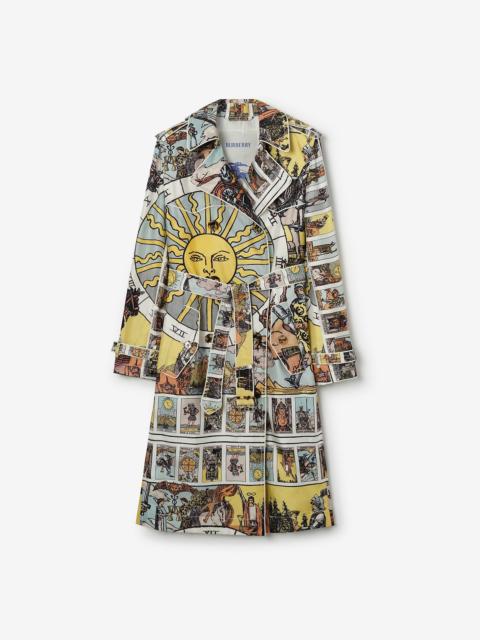 Burberry Long Tarot Print Silk Foxfield Trench Coat