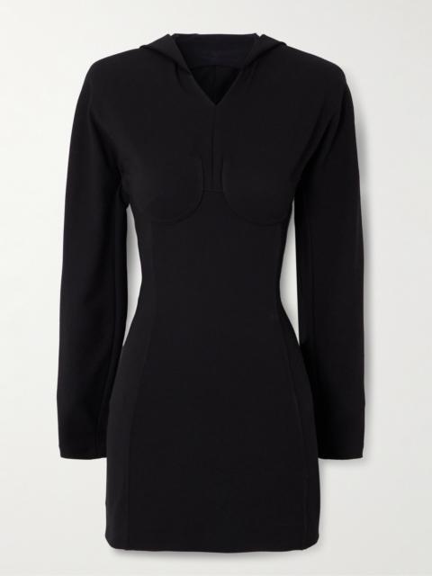 Jean Paul Gaultier Open-back Hooded Paneled Crepe-jersey Mini Dress