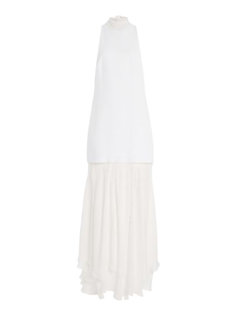 BRANDON MAXWELL The Leonie Layered Maxi Dress white