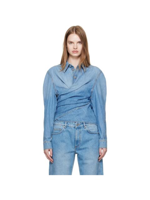 MUGLER Blue Wrapped Chambray Shirt