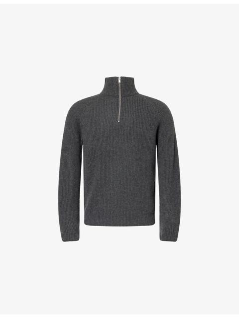 JOHN SMEDLEY Ryker Quarter-Zip Knitted Cashmere and Wool-Blend Jumper