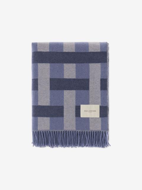 Paul & Shark geometric-pattern fringed scarf