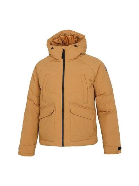 Men's adidas Big Baffle Jkt Casual Sports Zipper Cardigan Hooded Down Jacket Turmeric GQ2506