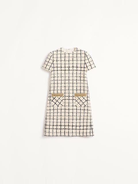 EMBROIDERED SHORT DRESS IN TWEED CHECK PAILETTES