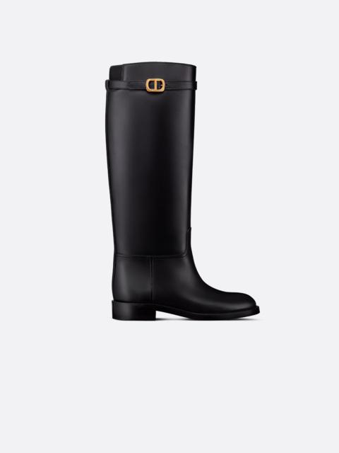 D-Fiction Heeled Thigh Boot Black Calfskin and Leather-Effect Stretch  Material
