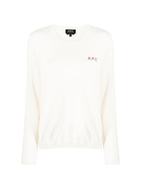 logo-embroidered cotton jumper