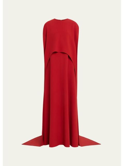 MICHAEL KORS COLLECTION Stretch-Wool Column Cape Gown