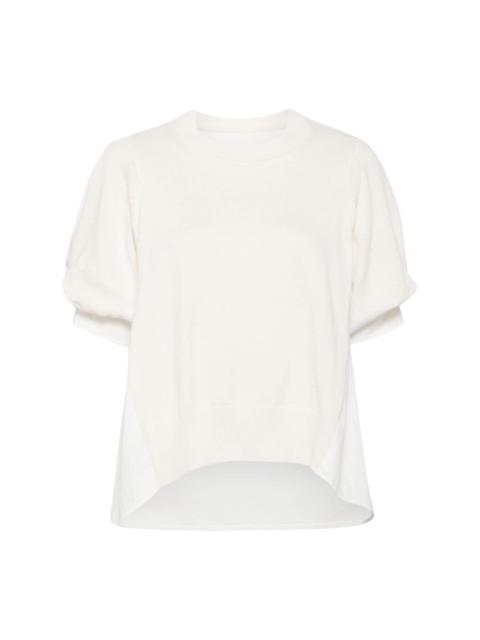 panelled fine-knit T-shirt