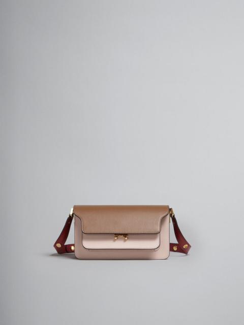 Marni TRUNK BAG E/W IN BROWN PINK AND RED LEATHER