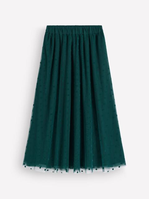 BODEN Full Tulle Party Skirt-Sea Moss Flocked Spot