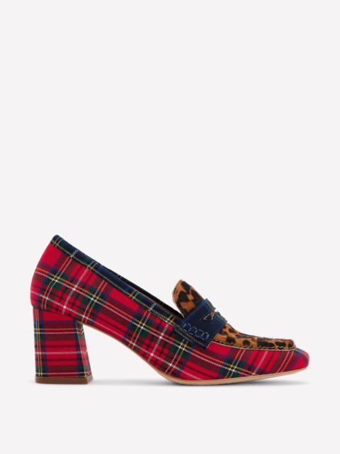 BODEN Sol Block Heeled Penny Loafers-Tartan Check