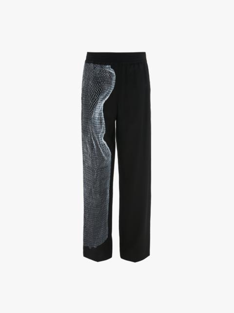 Pyjama Trouser In Black-White Contorted Net